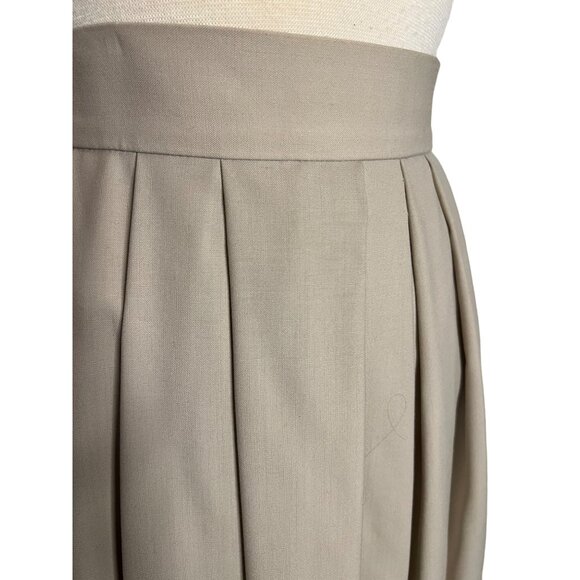 Vintage Jaeger Pure Wool Tan Skirt Midi Pleated Size 8 Y2K Professional - Picture 5 of 11